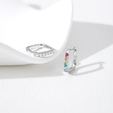Lumi Reversible Rainbow Square Huggies 925 Silver