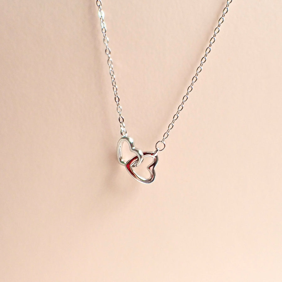 Interlock Hearts Two Ways Necklace 925 Silver