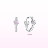 Duo Tone Heart Reversible Huggies 925 Silver