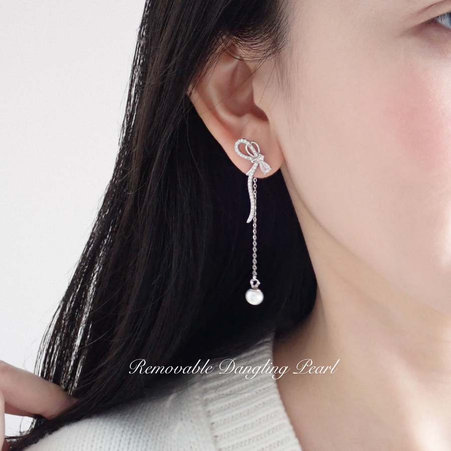 Suzie Dangling Pearl Two Way Earrings 925 Silver