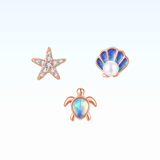 Ocean Treasures Earstud Set 925 Silver [Turtle, Shell, Starfish]