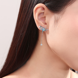 Winter Star Statement Dangling Earrings 925 Silver