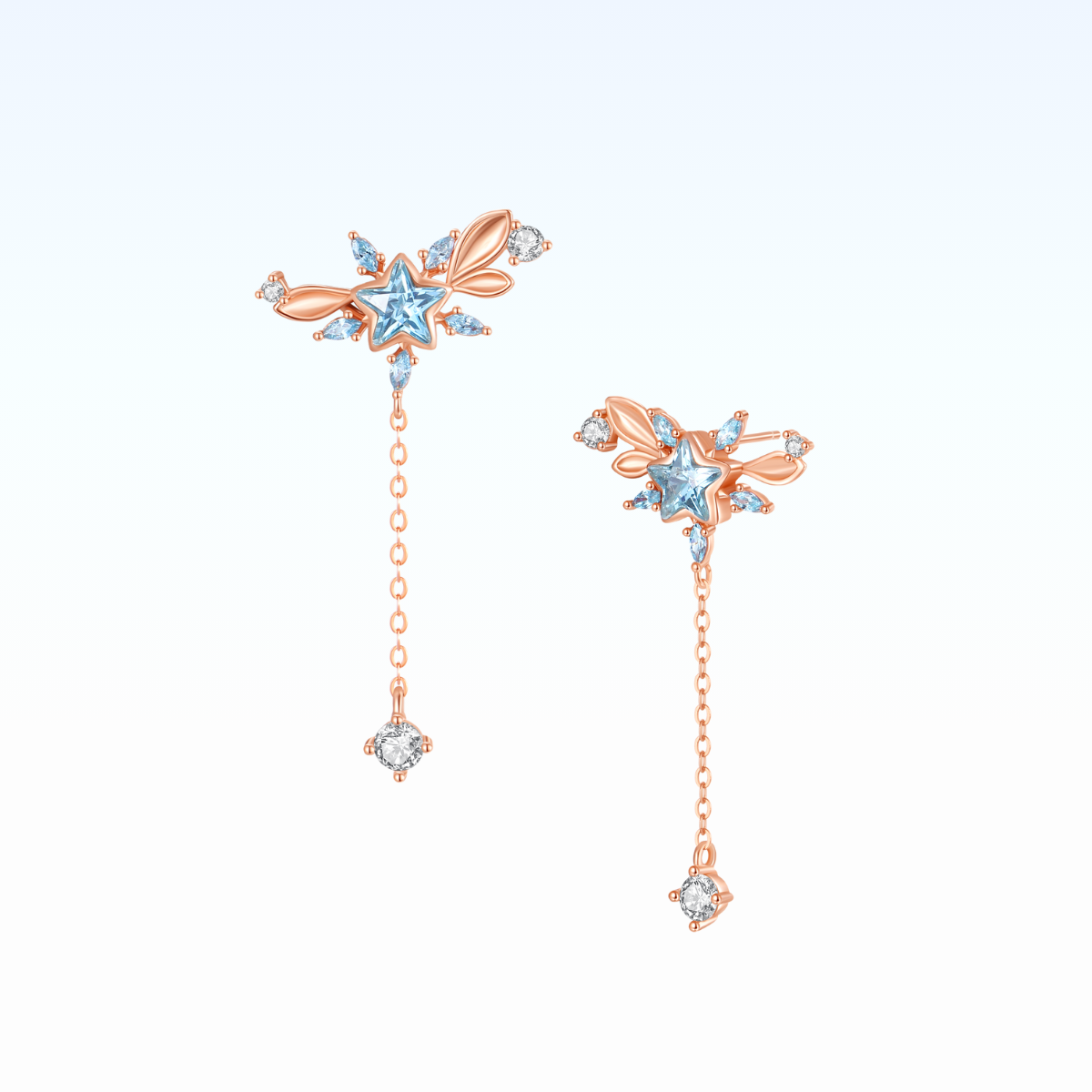 Winter Star Statement Dangling Earrings 925 Silver