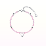 Gemma Heart Rose Quartz Bracelet 925 Silver