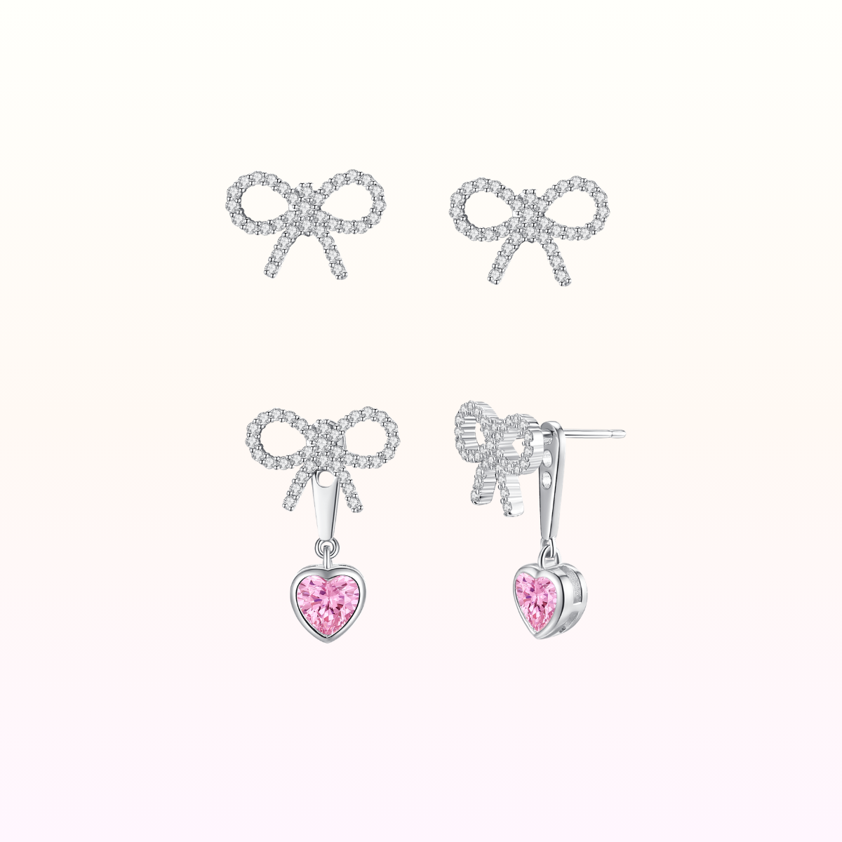 Shina Ribbon Heart Earjacket 925 Silver