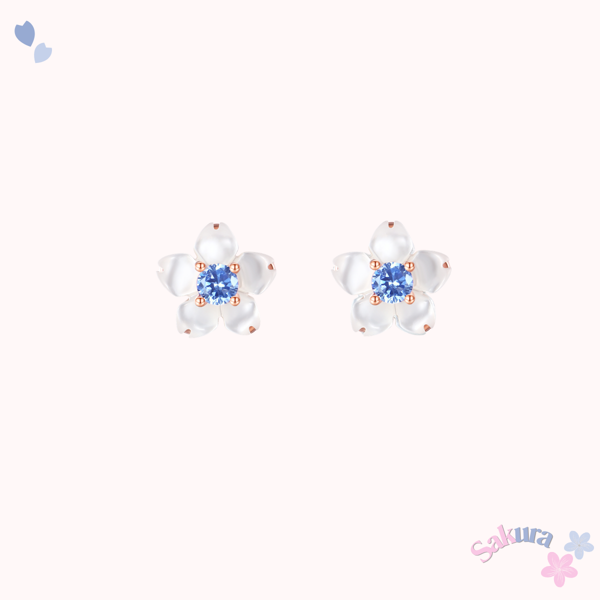 Ruka Blue Sakura Earstud 925 Silver