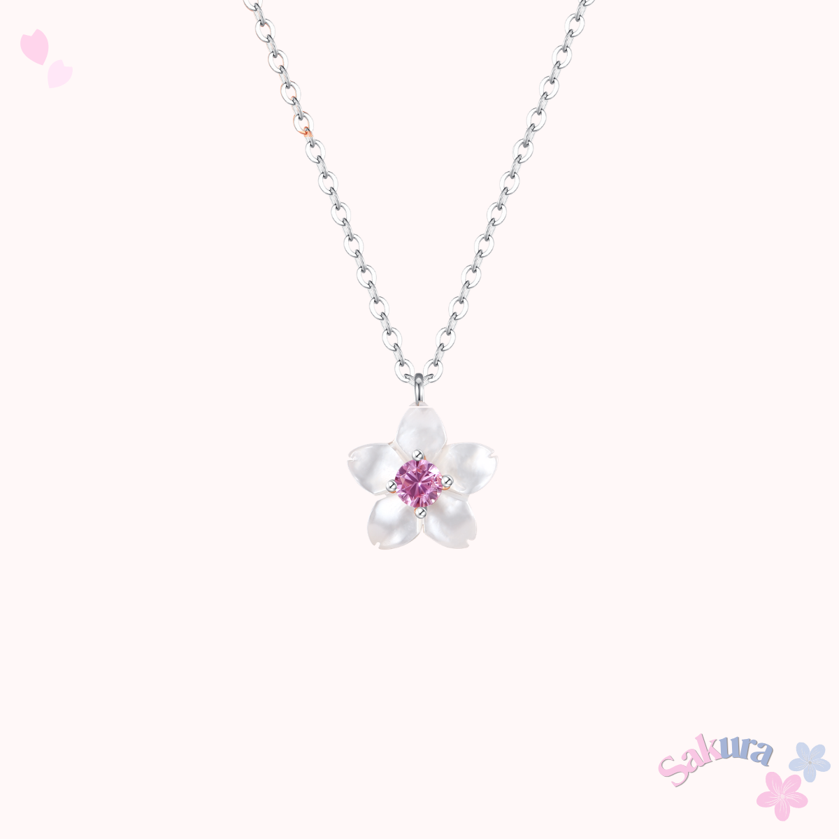 Ruka Pink Sakura Necklace 925 Silver