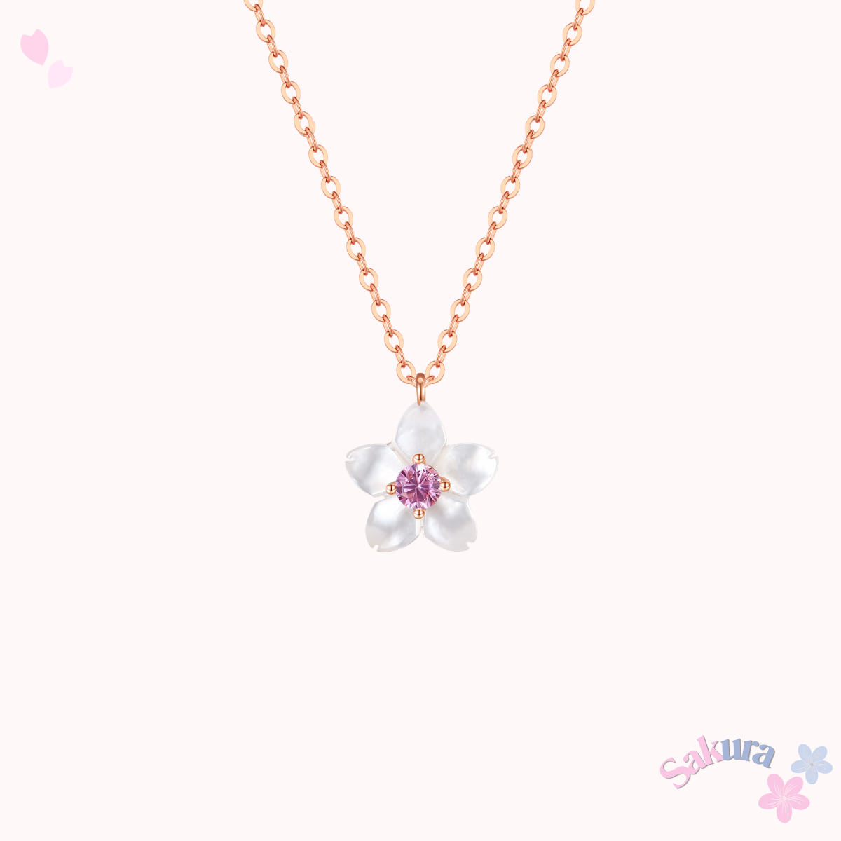 Ruka Pink Sakura Necklace 925 Silver