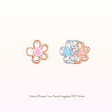 Hana Flower Two Tone Huggies 925 Silver