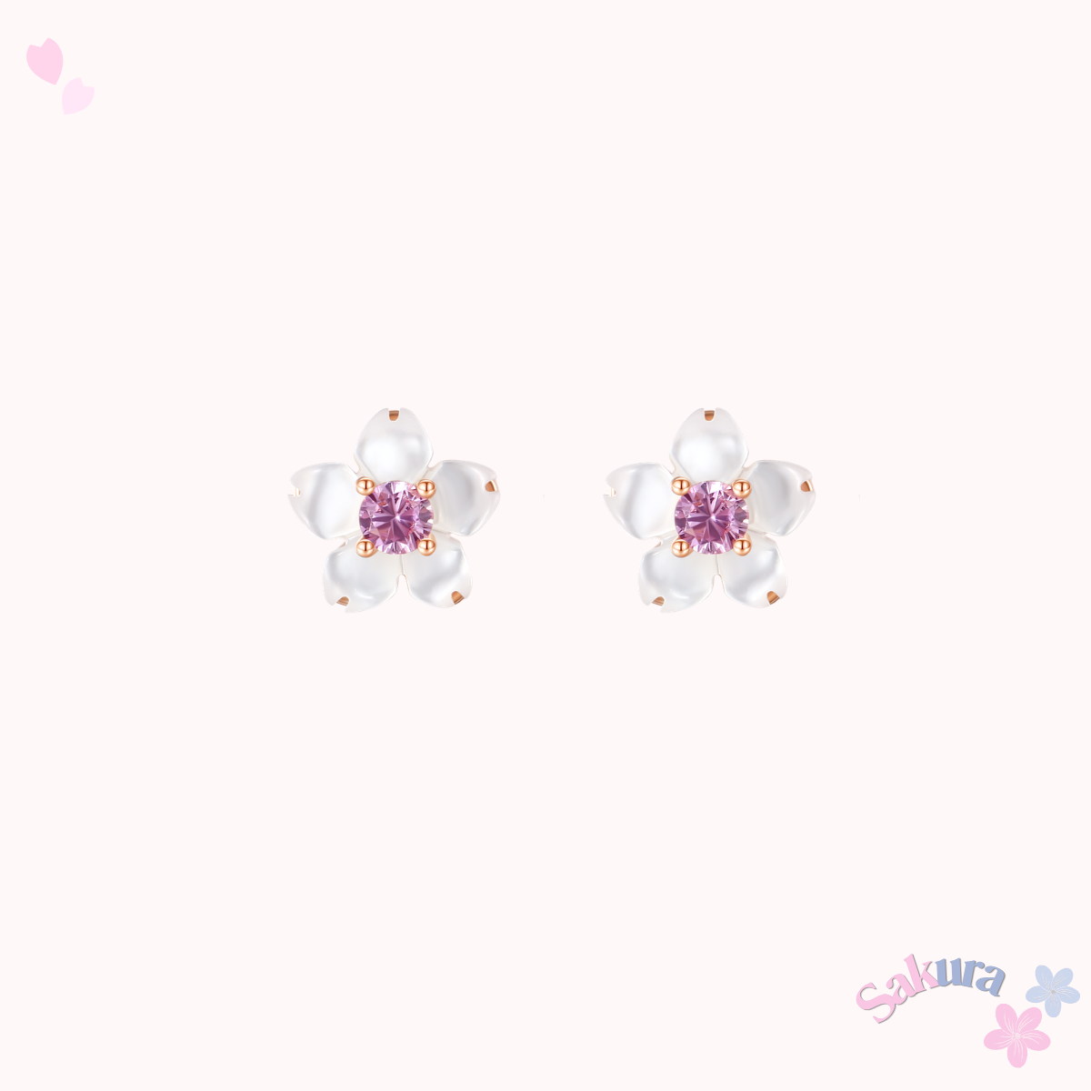 Ruka Pink Sakura Earstud 925 Silver