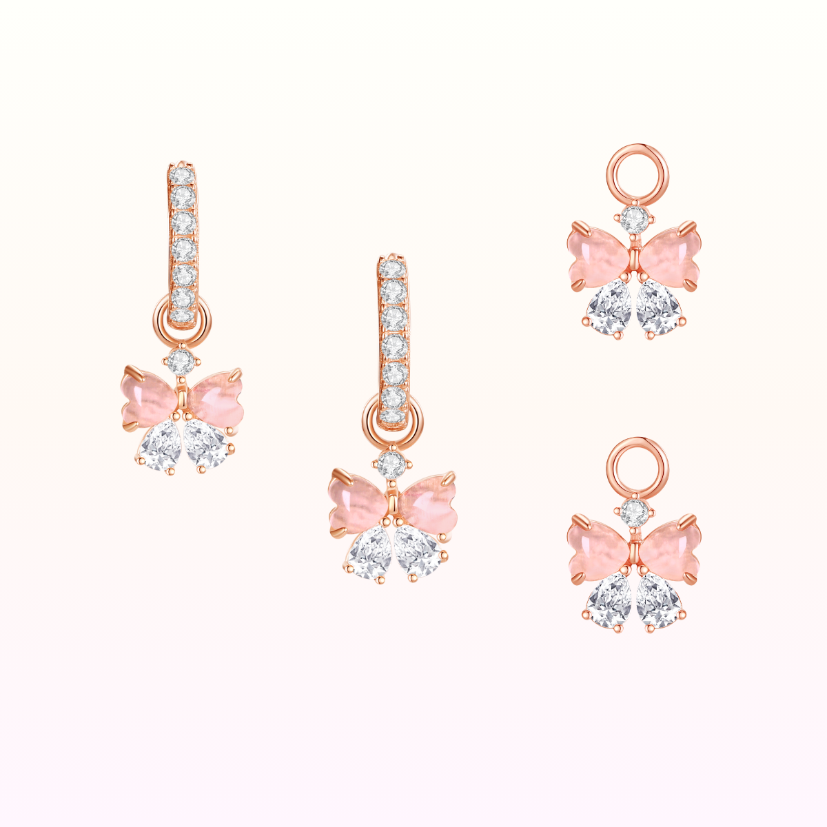 Cherri Ribbon Heart Two Ways Huggies 925 Silver