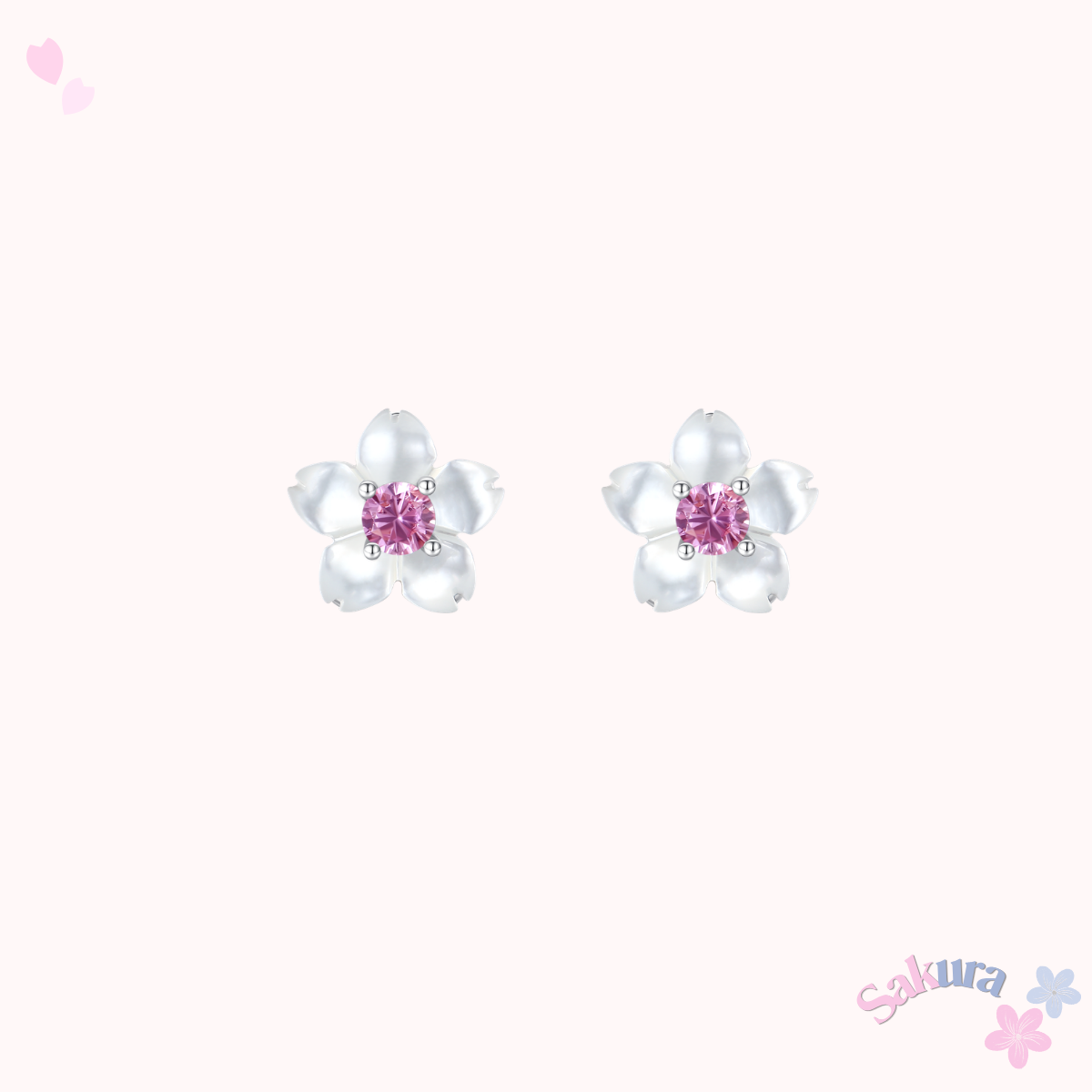 Ruka Pink Sakura Earstud 925 Silver