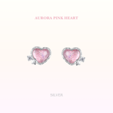 Aurora Pink Heart Earstud 925 Silver