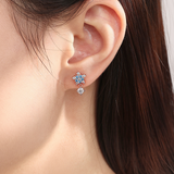 Dainty Winter Flower Earrings 925 Silver