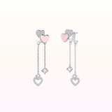 Qiumi Heart Dangling Earrings 925 Silver (Two Ways Wearings)