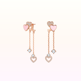 Qiumi Heart Dangling Earrings 925 Silver (Two Ways Wearings)
