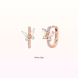 Butterflies Opal Huggies 925 Silver (White Opal/Rose Gold)