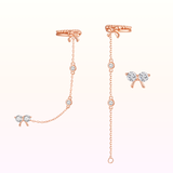 Yumi Ribbon Dangling Earcuff Set 925 Silver (Two Ways Wearing)