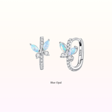 Butterflies Opal Huggies 925 Silver (Blue Opal/Silver)