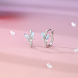 Butterflies Opal Huggies 925 Silver (Blue Opal/Silver)