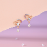 Snowflake Pink Heart Earrings 925 Silver