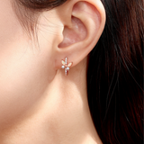 Butterflies Opal Huggies 925 Silver (White Opal/Rose Gold)