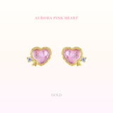 Aurora Pink Heart Earstud 925 Silver