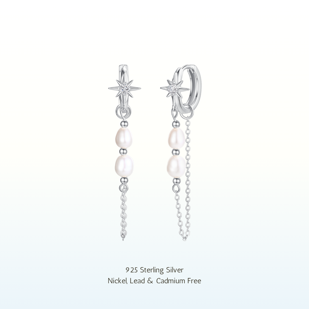 Celestial Pearl Huggies 925 Silver