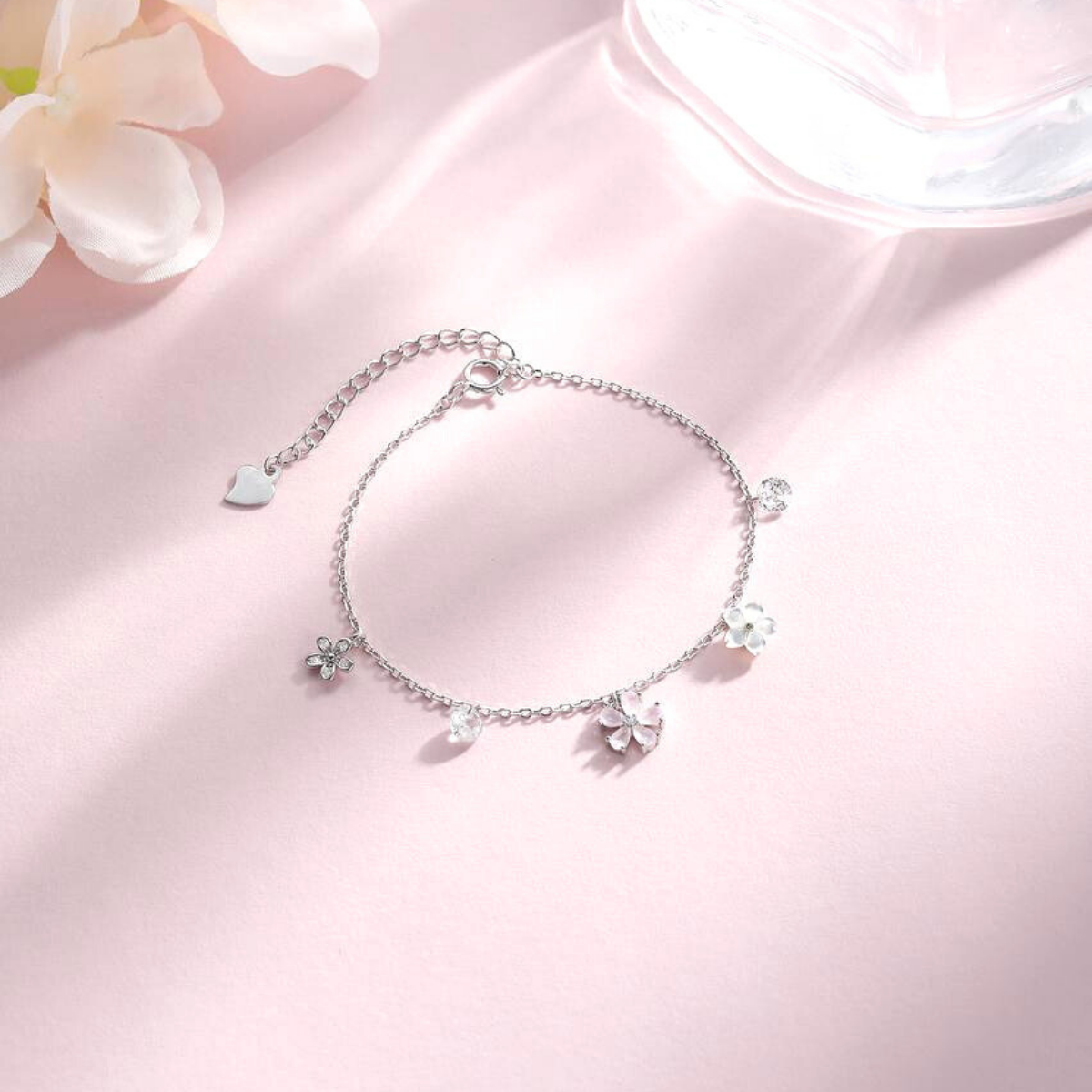 Dainty Rumi Sakura Bracelet 925 Silver