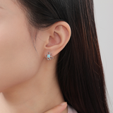 Hana Flower Two Tone Huggies 925 Silver