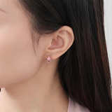 Hana Flower Two Tone Huggies 925 Silver