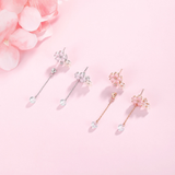 Sakura Two-Ways Dangling Earrings 925 Silver