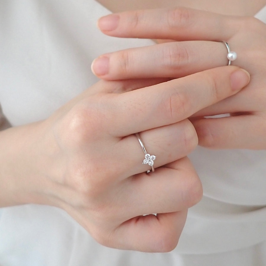Dainty Fiona Clover Ring 925 Silver