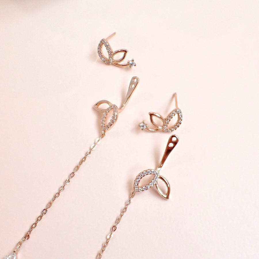 Tara Two-Ways Dangling Earrings 925 Silver(Butterfly/Clover)
