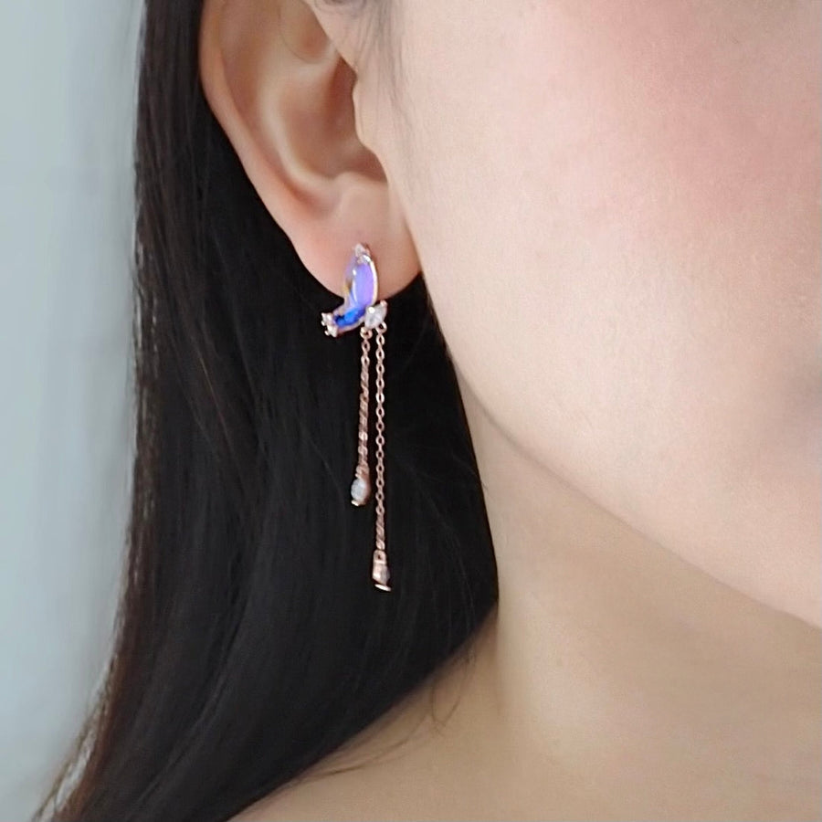 Aurora Butterfly Dangling Earrings 925 Silver
