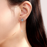 Winter Star Statement Dangling Earrings 925 Silver