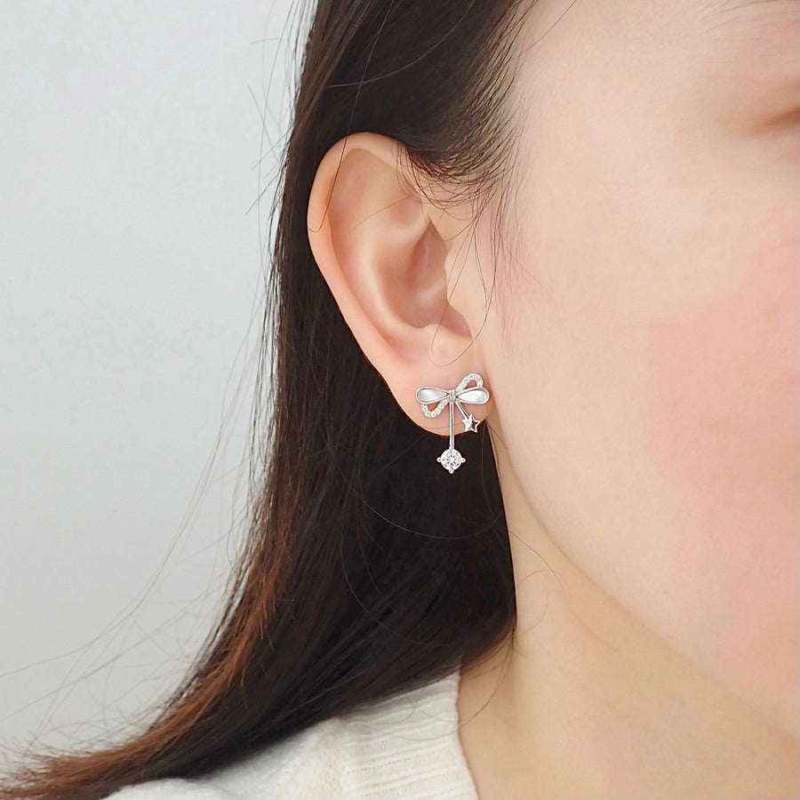 Twinkly Ribbon Earrings 925 Silver