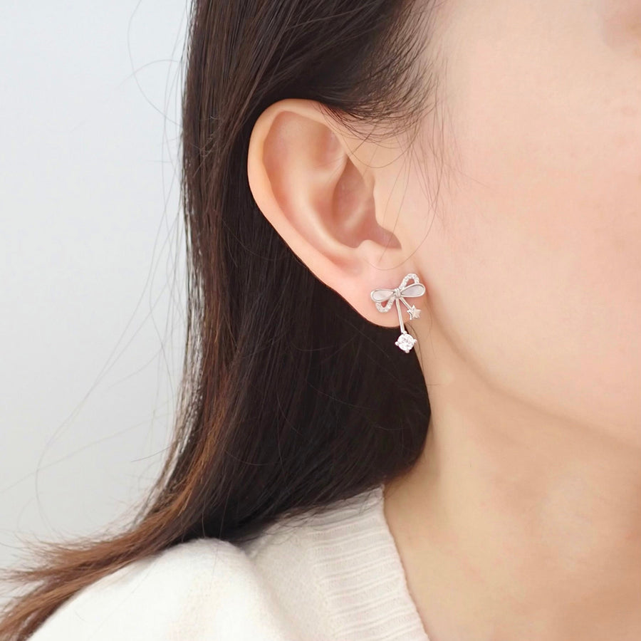 Twinkly Ribbon Earrings 925 Silver