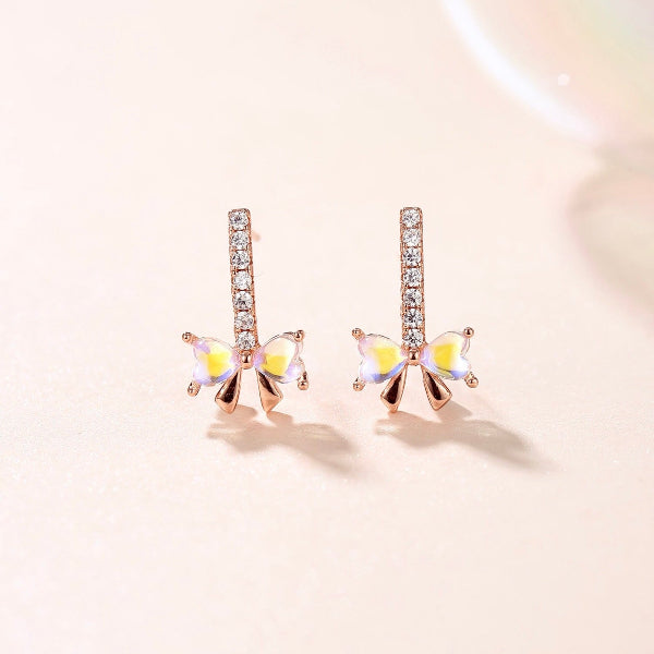 Ethereal Aurora Ribbon Heart Earstud 925 Silver