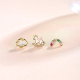 Unicorn Rainbow & Cloud Earstud 925 Silver