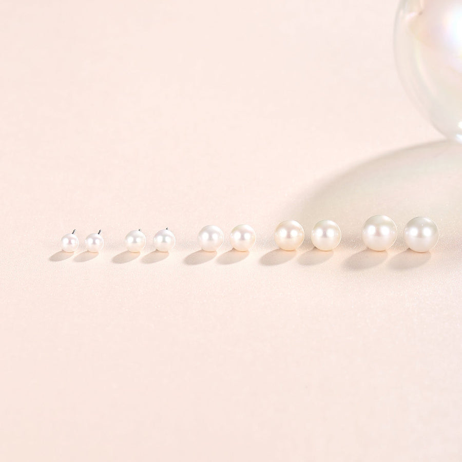Serene Round Freshwater Pearl Earstud 925 Silver