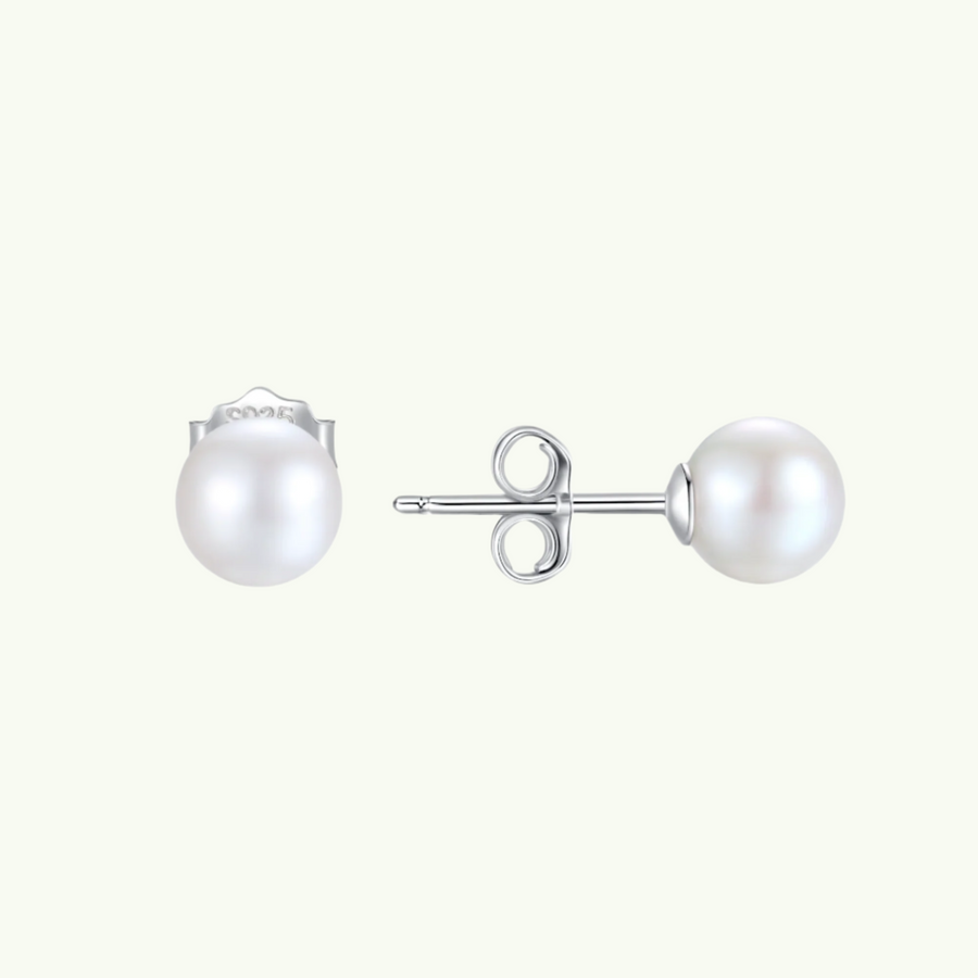 Serene Round Freshwater Pearl Earstud 925 Silver