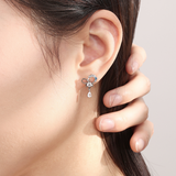 Snowflake Blue Heart Earrings 925 Silver