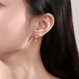 Snowflake Blue Heart Earrings 925 Silver