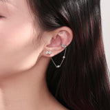 Yumi Ribbon Dangling Earcuff Set 925 Silver (Two Ways Wearing)