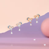 Snowflake Blue Heart Earrings 925 Silver