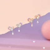 Snowflake Pink Heart Earrings 925 Silver