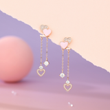 Qiumi Heart Dangling Earrings 925 Silver (Two Ways Wearings)