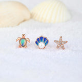Ocean Treasures Earstud Set 925 Silver [Turtle, Shell, Starfish]