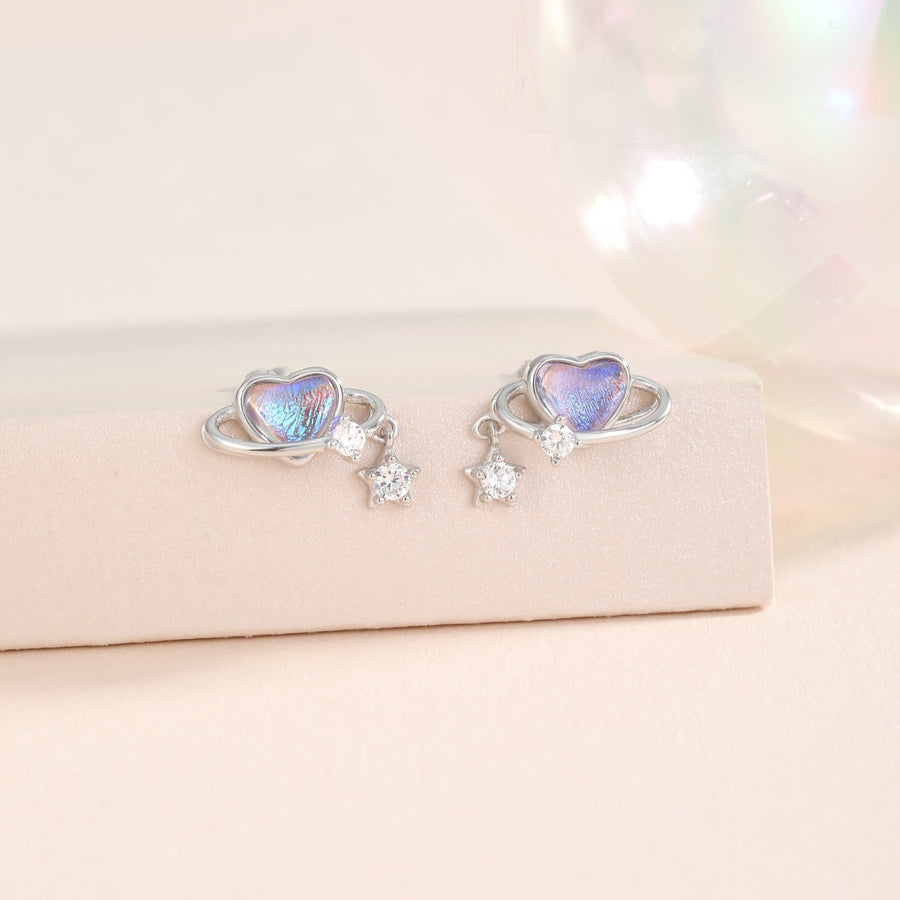 Aurora Cosmos Heart Earstud 925 Silver